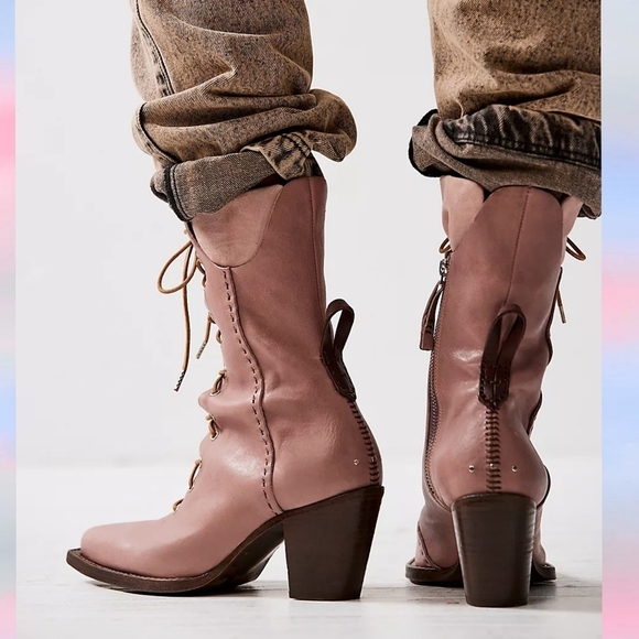 Free People We The Free Canyon Lace Up Boots in River Stone - Picture 3 of 10